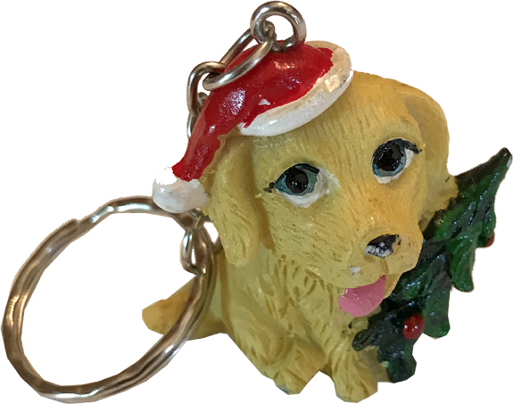 Festive Dog Key Chain - Christmas - Holiday Gifts - Santa Shop Gifts