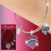 Grandma Glitter Heart Charm Bracelet - Grandma Gifts - Santa Shop Gifts